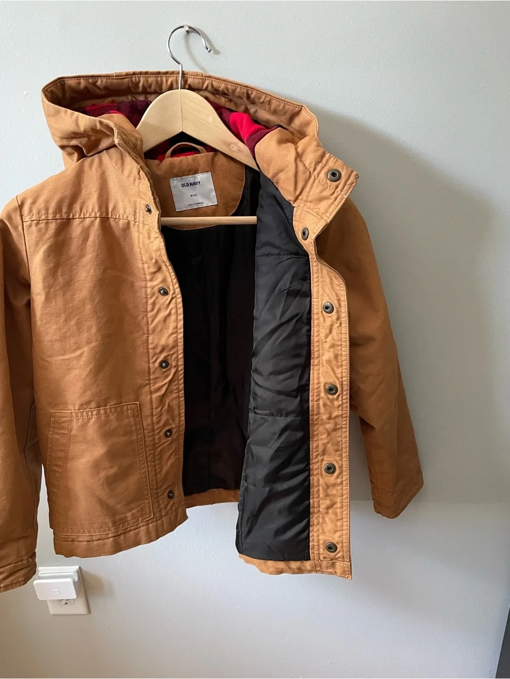 Old Navy boys' tan canvas utility jacket - sz medium / 8